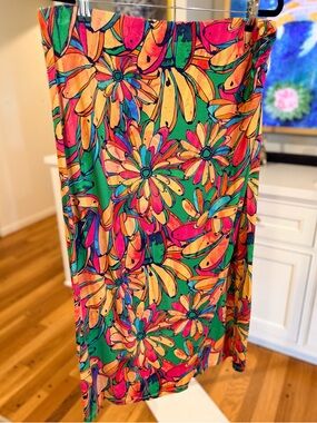 FARM Rio for Anthropologie Colorful Tropical Banana Print Faux Wrap Skirt XL